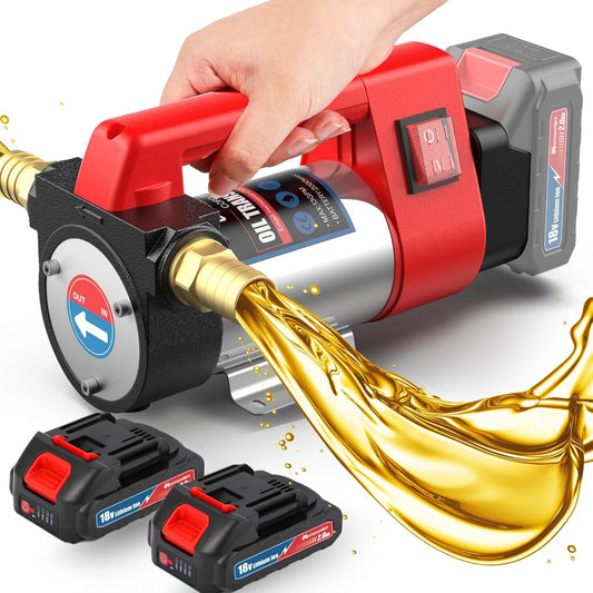 Mxmoonant Draadloze elektrische dieselpomp, zelfaanzuigend, draagbaar, 50 l/min, 260 W, 4200 rpm, 4 kg, met 2 x 2000 mAh lithium batterij, voor diesel, kerosine