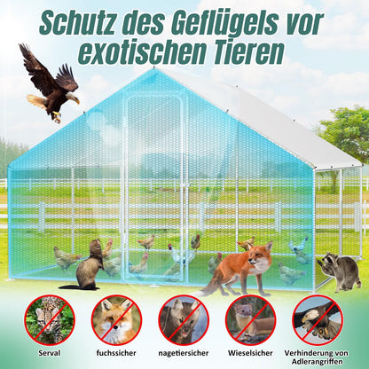 Kippenhok XL – Buitenren – Gevogelthek – Dierenren – Volière – Verzinkt Stalen Frame – 3x2x2 Meter Met Afsluitbare Deur