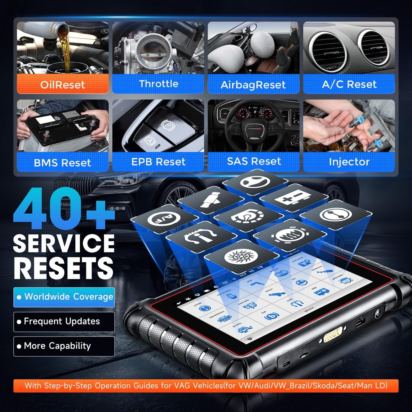 Diagnoseapparaat – Auto Scanner – OBD2 Scanner – Voertuig Diagnose Tool – ECU Codelezer – Draadloos Bluetooth – 8 Inch HD Touchscreen