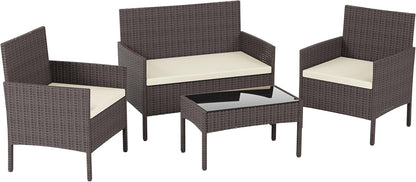 Garden Vida Kendal 4-delige rotan set, tuinzitting, bruin (UKFR-gecertificeerd)