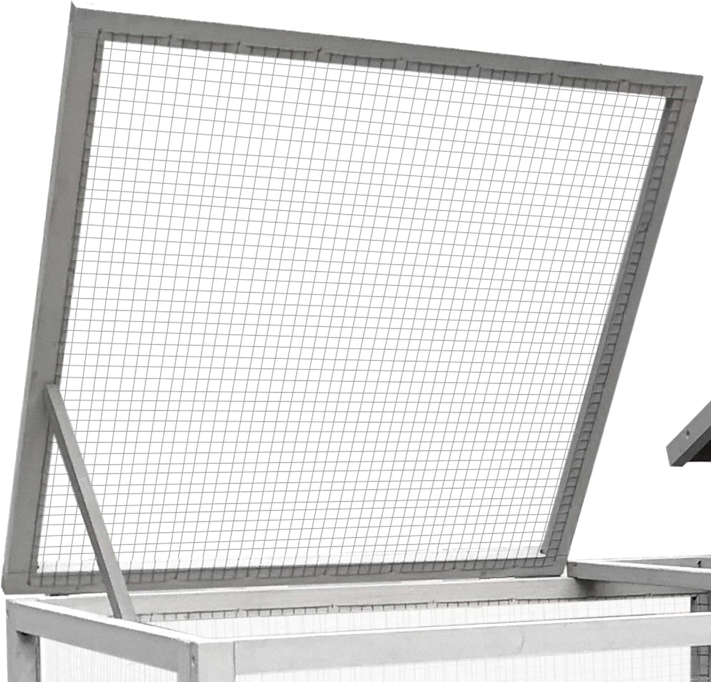 Rabbit hutch light grey 146x75x83 cm made of wood - rodent house free walking space - removable bowl - QUORE