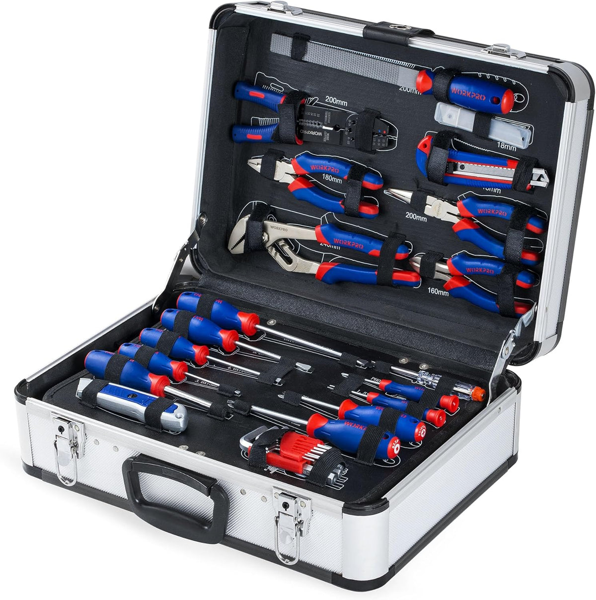 Gereedschapsset – Tool Box – Steeksleutel Set – Moersleutels – Universele Gereedschapskoffer – 119-Delig – Aluminium Koffer – Chroom-Vanadium Staal - QUORE