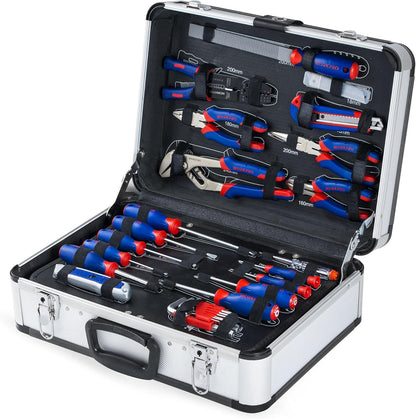 Gereedschapsset – Tool Box – Steeksleutel Set – Moersleutels – Universele Gereedschapskoffer – 119-Delig – Aluminium Koffer – Chroom-Vanadium Staal - QUORE