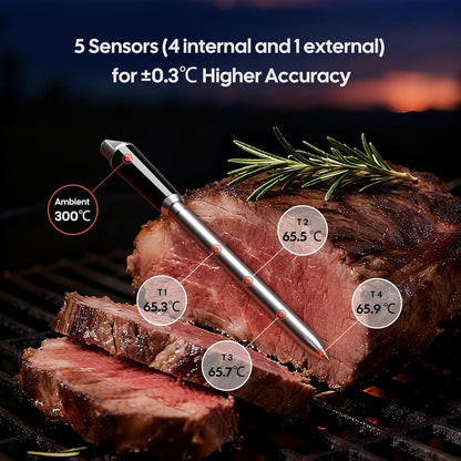 INKBIRD Draadloze Vleesthermometer, grillthermometer wifi 5G, en Bluetooth 5.4, multisensor temperatuursensor, NIST-geteste nauwkeurigheid, voor oven, grill, smoker, rotisserie airfryer oven