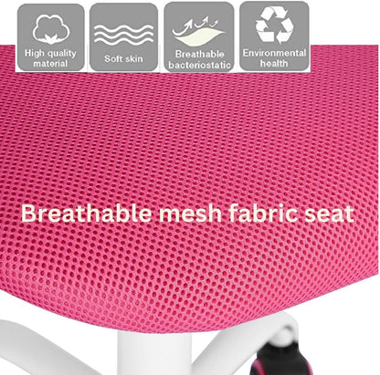 FurnitureR 2 stuks Home Office-stoel, ergonomische verstelbare hoogte draaibare rolstoel, computerstoel voor thuis, kantoor en studie, metaal, roze, turquoise, 38,5 cm x 40 cm x 75-87 cm