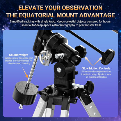 1000-90mm Astronomische refractor telescoop met Equatoriale Montage en Statief