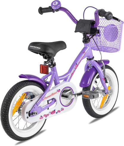 PROMETHEUS BICYCLES kinderfiets 12 inch meisjes- fiets meisje van 3 jaar met zijwieltjes terugtraprem Meisjesfiets 12 inch in paars
