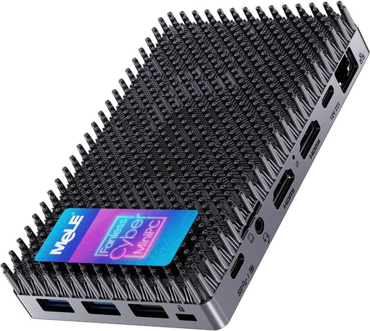 MeLE Mini-PC zonder ventilator, Cyber X1 N150, 16 GB RAM, 512 GB SSD, USB-C volledig functioneel met USB PD3.0, videoweergave en gegevensoverdracht, 2 x HDMI 2.0