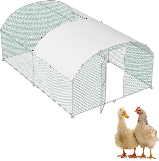 Pet Cage Chickens Outdoor Enclosure Chicken Coop Made of Galvanized Metal 3 x 4 m Winter Resistant Chicken Coop with Sun Roof and Lock Outdoor Enclosure for Small Animals Poultry Plants