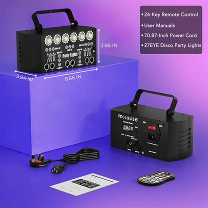 Miralin Disco Lichten voor Feesten – DJ Disco Licht met Geluidsactivatie, RGB & UV Stroboscooplamp met DMX-controller voor Huisfeesten, Bars, Raves en Clubshows
