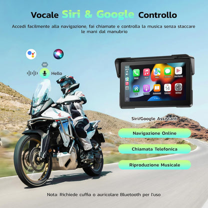 Motorfiets CarPlay – Motor Navigatie – Motor Touchscreen – Motor GPS – Motor Infotainment – Draadloos 7 Inch Touchscreen – IP67 Waterdicht & Bluetooth 5.0