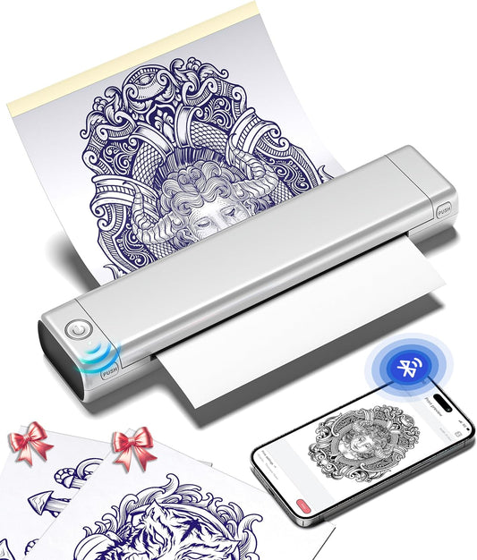 Phomemo M08F Tattoo Stencil Printer Bluetooth Tattoo Printer Machine A4 Professional Stencil Printer Drawing Thermal Tattoo Printer with 10pcs Transfer Paper - QUORE