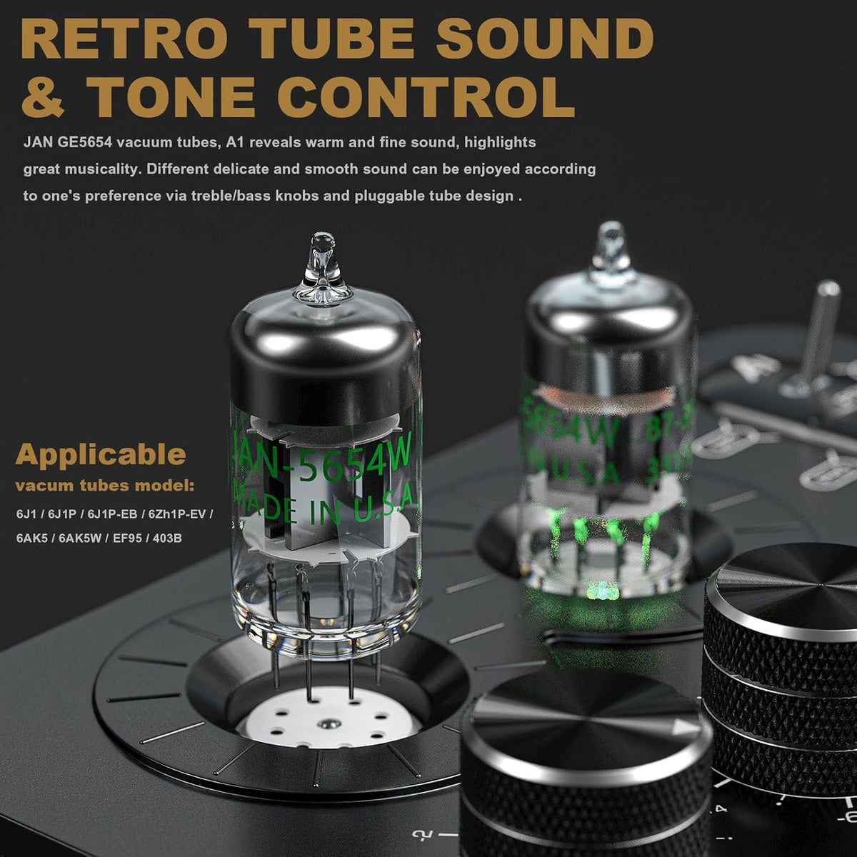 A1 Buis Phono Voorversterker: Klep Hoofdtelefoon Amp, Hi-Fi Audiofiele Voorversterker voor MM Draaitafel Platenspeler met Tone Control voor Thuis Stereo Audio Systeem