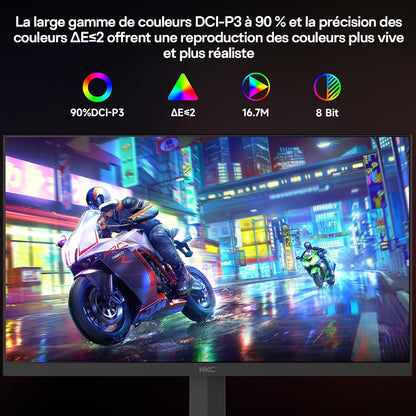 HKC 24 inch gamingmonitor, Full HD (1920 × 1080), 240 Hz Fast IPS, 1 ms, HDR400, 90% DCI-P3, tot 260 Hz overklokt, VESA 100 × 100, blauw lichtfilter, HDMI 2.0 & DisplayPort 1.4
