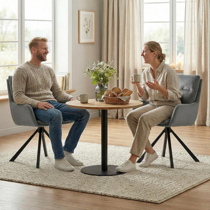Eetkamerstoel 360° draaibaar fluweel met armleuningen, set van 1 comfortabele gevoerde keuken met dubbele rugleuning en afneembaar kussen, moderne draaistoel voor woonkamer, kantoor