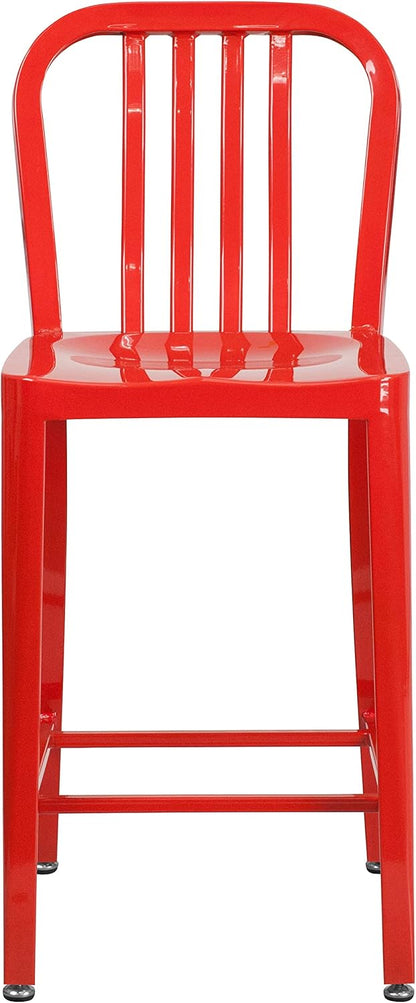 Flash Furniture Buitenstoel, Gegalvaniseerd Staal, Rood, 48.26 x 40.01 x 92.08 cm