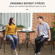 Tuinstoelen - Tuinmeubelenset - Tuin Eettafelstoelen - Rotan Bistroset - Moderne Stijl - Stapelbaar - Weerbestendig - Stabiel - Onderhoudsvriendelijk - 50 x 72 cm Tafel - 56 x 58 x 72.5 cm Stoel - Zwart