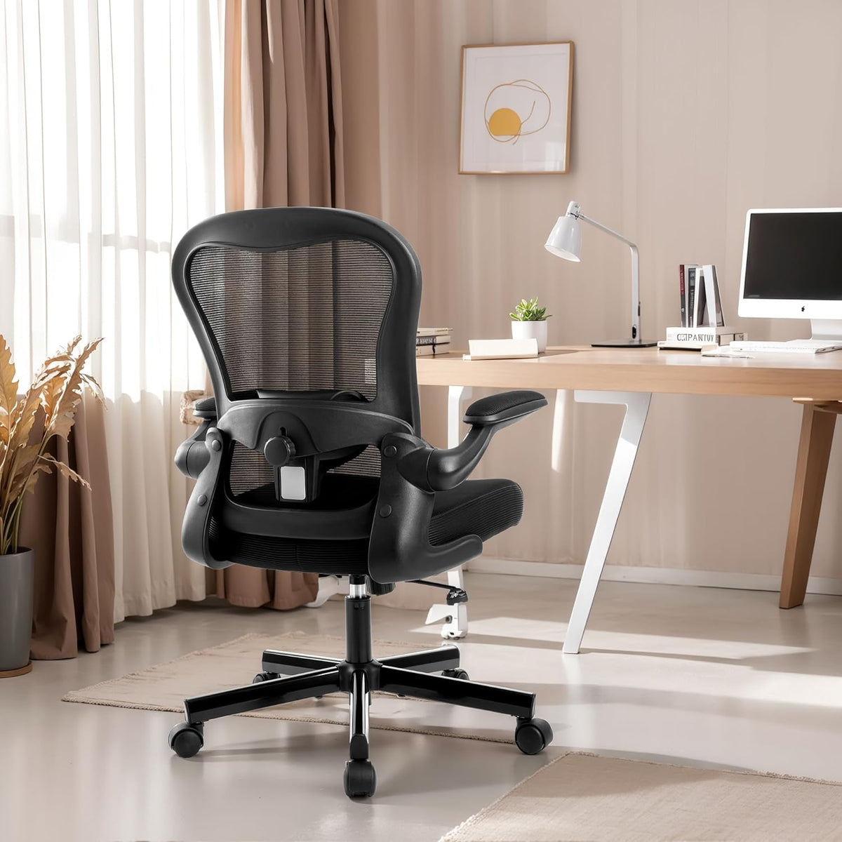 ALPHA HOME Bureaustoel, ergonomisch, in hoogte verstelbaar, managersstoel, ergonomische computerstoel met verstelbare lendensteun, armleuning, kantelfunctie, tot 160 kg belastbaar