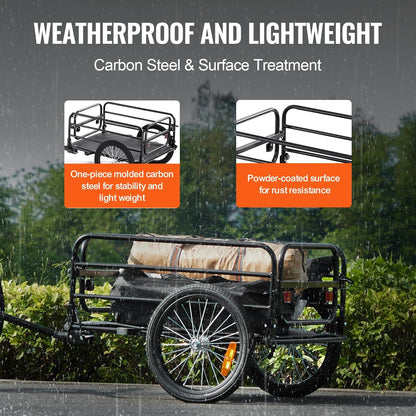 VEVOR Fietsaanhangwagen, 88/100/150 lbs laadvermogen, zware fietswagenwagen, opvouwbare compacte opslag met universele trekhaak