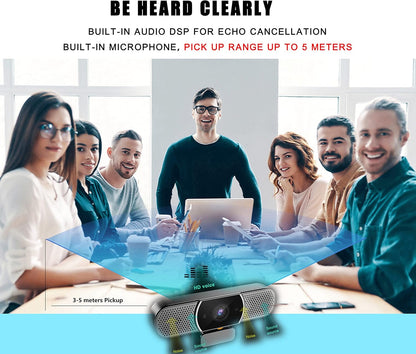 OwlBar Mini, conferentiecamera met microfoon en luidspreker, groothoek 2k QHD USB-videoconferentiecamera voor vergaderruimte en kantoor, compatibel met Zoom, MS Teams, Google Meet, laptop/pc/Mac