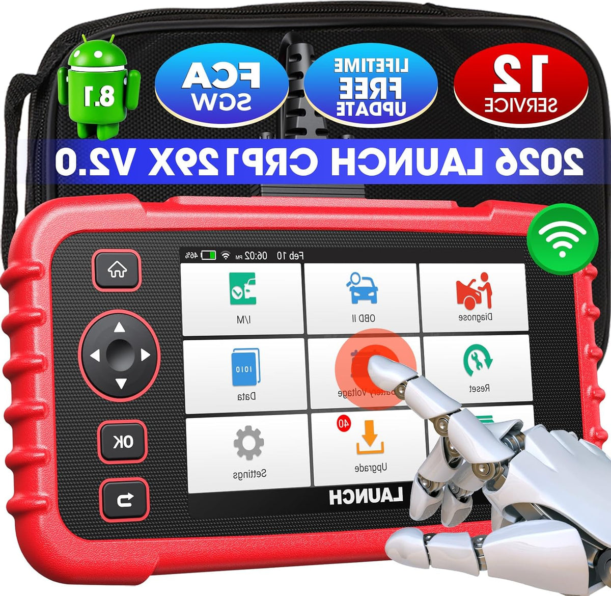 OBD2 Scanner – Autodiagnose Tool – Foutcode Lezer – Motor Diagnostiek – ABS Airbag Reset – 12 Resetfuncties – 5-inch HD Touchscreen