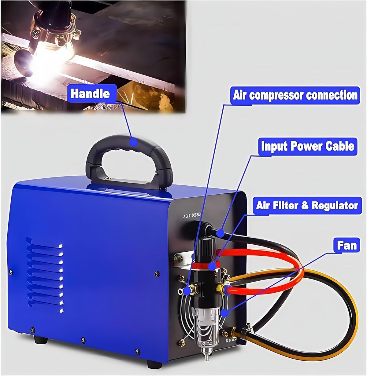 Plasmasnijder 220 V 55 A, HF Non-Touch Pilot Arc, 20 mm Max snijdikte, 15 mm zuivere snede (PLC55P)