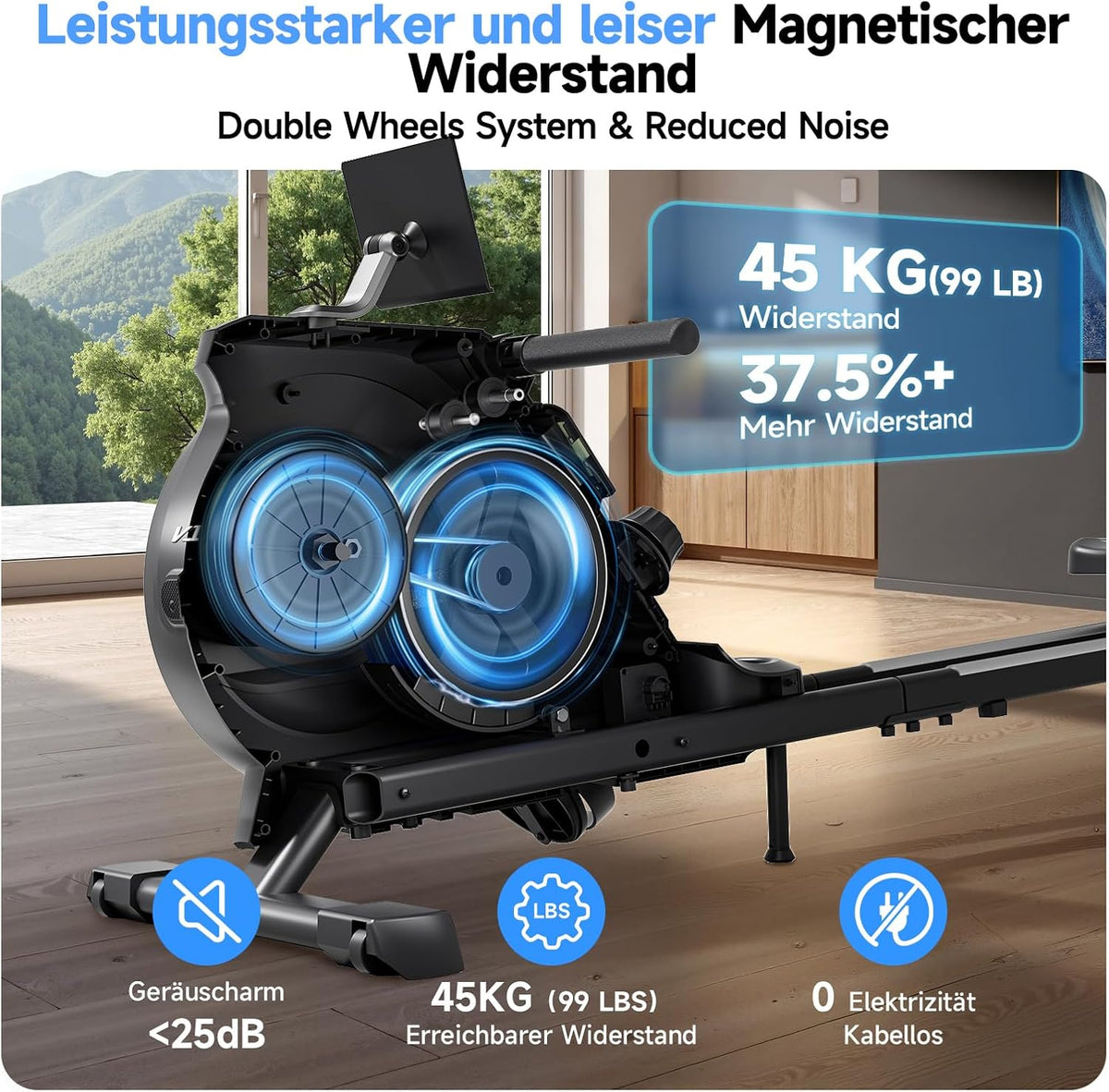 Magnetische Roeitrainer – Roeimachine – Fitnessapparaat – Hometrainer – Trainer – Stil en Krachtig – 16 Weerstandsniveaus – Opvouwbaar Met LCD-Display