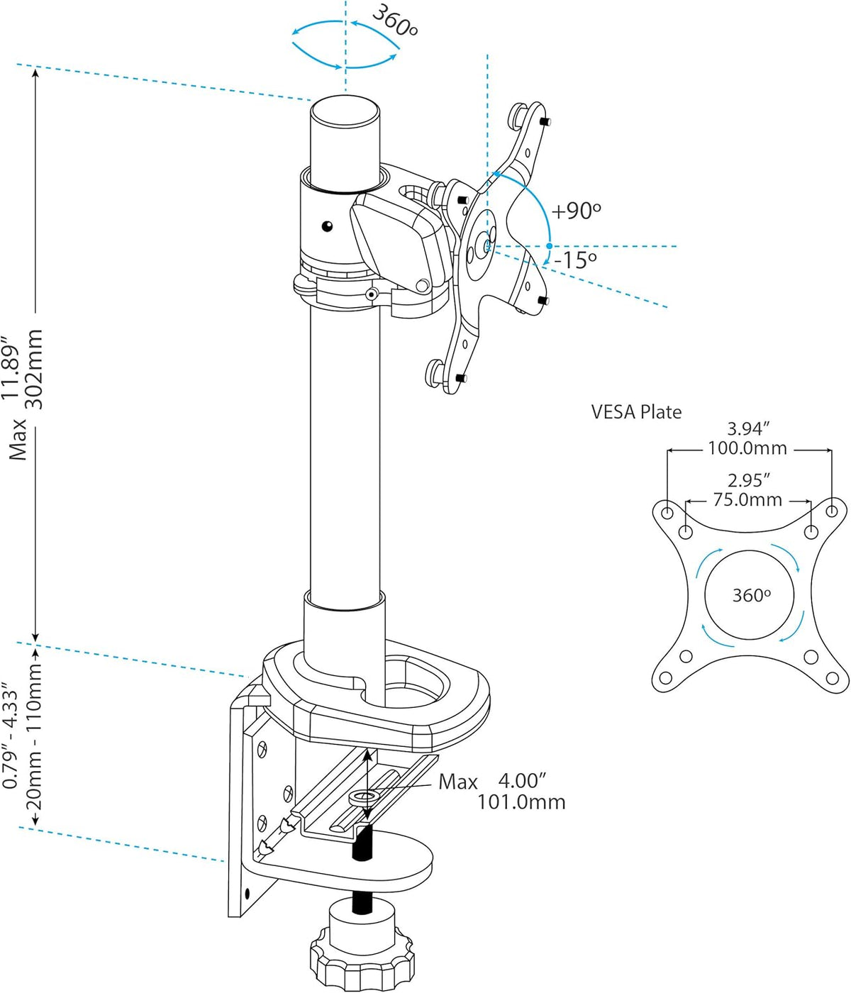 <font dir="auto" style="vertical-align: inherit;"><font dir="auto" style="vertical-align: inherit;">        StarTech.com Single Monitor Arm - For Monitors up to 30 lbs (14 kg) - VESA Mount - Adjustable Computer Monitor Stand (ARMPIVOT)       </font></font