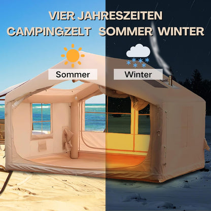 Opblaasbare tent voor kamperen, eenvoudige installatie met handpomp, draagbare 4 seizoenen opblaasbare luchttent, in waterdicht Oxford, outdoor gebruik voor 6 personen