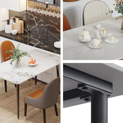 FATIVO Eettafel, rechthoekig, keukentafel, marmer, 120 cm, smaragd, wit, voor 4 stoelen, Scandinavische eettafel, 120 x 70 x 76 cm, met metalen tafelpoten, voor eetkamer en keuken