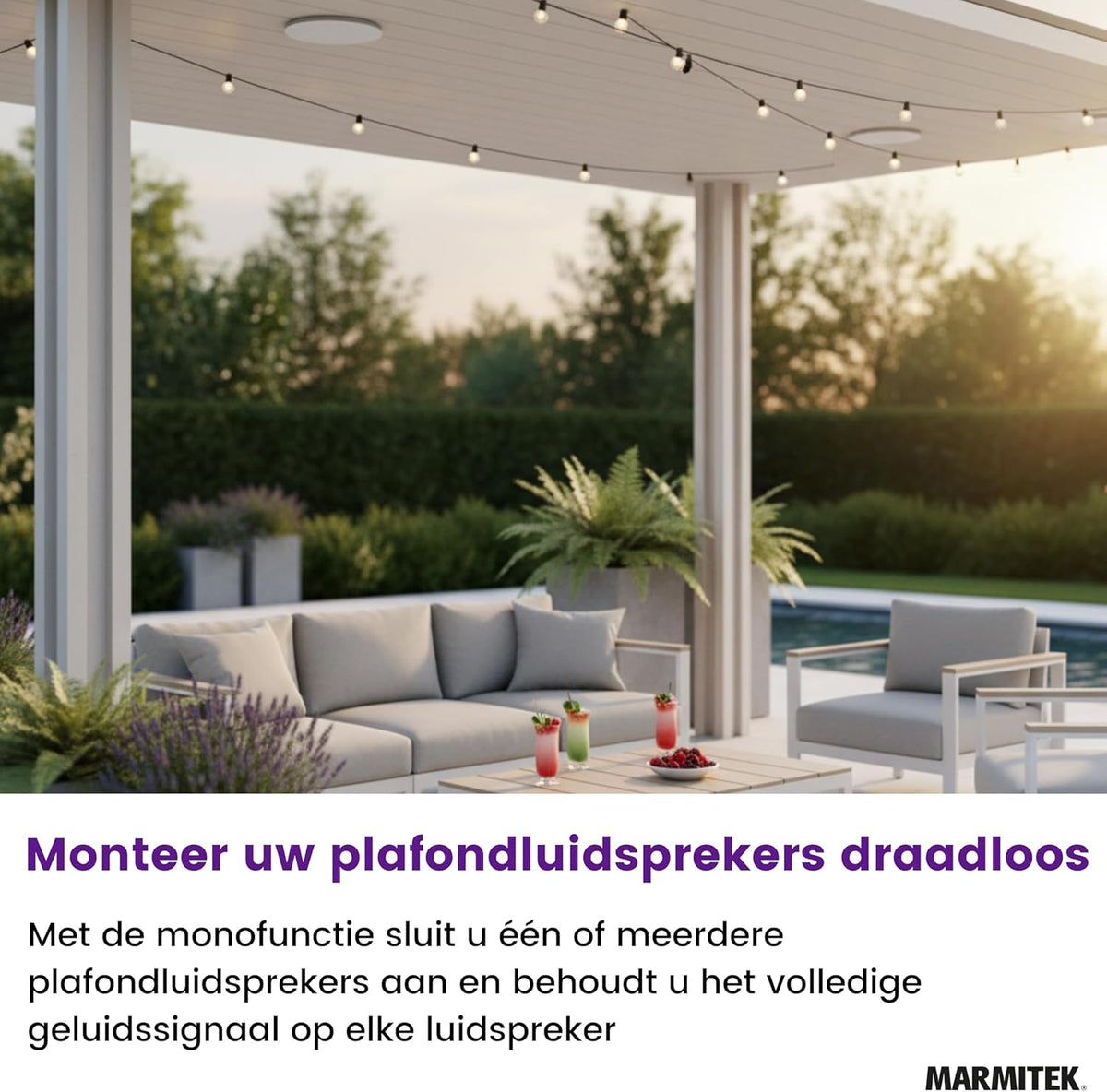 Draadloze luidsprekerverbinding – Voor plafondluidsprekers en hifi-speakers – Draadloze speaker set – Audio set – Speaker zender ontvanger – Draadloze audioverbinding – Geïntegreerde versterker – Cd-kwaliteit audio