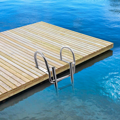 KAOLALI Bootladder, 4 treden, zwembadladder, roestvrij staal, inklapbaar, telescoop met grote leuningen en brede sporten, draagkracht 227 kg, voor zwembad, dek en boot