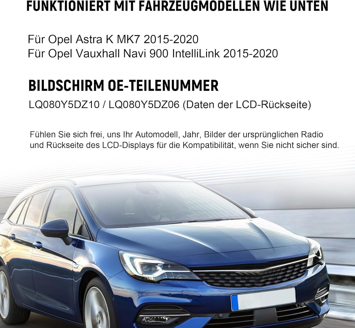 LQ080Y5DZ10 LCD-scherm touchscreen voor Opel Astra k Vauxhall Navi 900 Monitor GPS Navigatie Digitalisator Auto LQ080Y5DZ06 Scherm