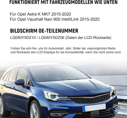 LQ080Y5DZ10 LCD-scherm touchscreen voor Opel Astra k Vauxhall Navi 900 Monitor GPS Navigatie Digitalisator Auto LQ080Y5DZ06 Scherm