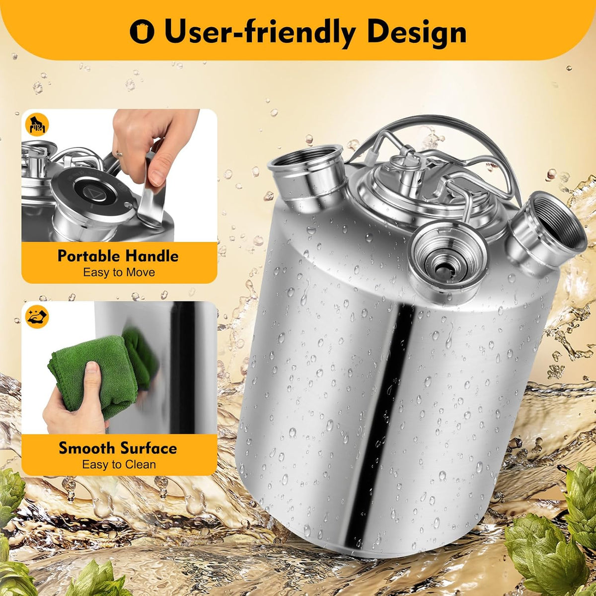 10L 3 Piece Cleaning Holder Keg Cleaning Vessel for Tap Installations Beer Cleaning Vessel Beer Machine Stainless Steel Beer Line Cleaning Device Efficient Cleaning Stainless Steel - QUORE