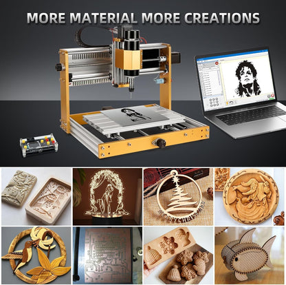 LUNYEE Volledig metalen 500W CNC-Freesmachine, 3018 PRO MAX CNC-machine, 3-assige eindschakelaars en noodstop, met GRBL offline besturing voor het zagen van hout acryl MDF-kunststof