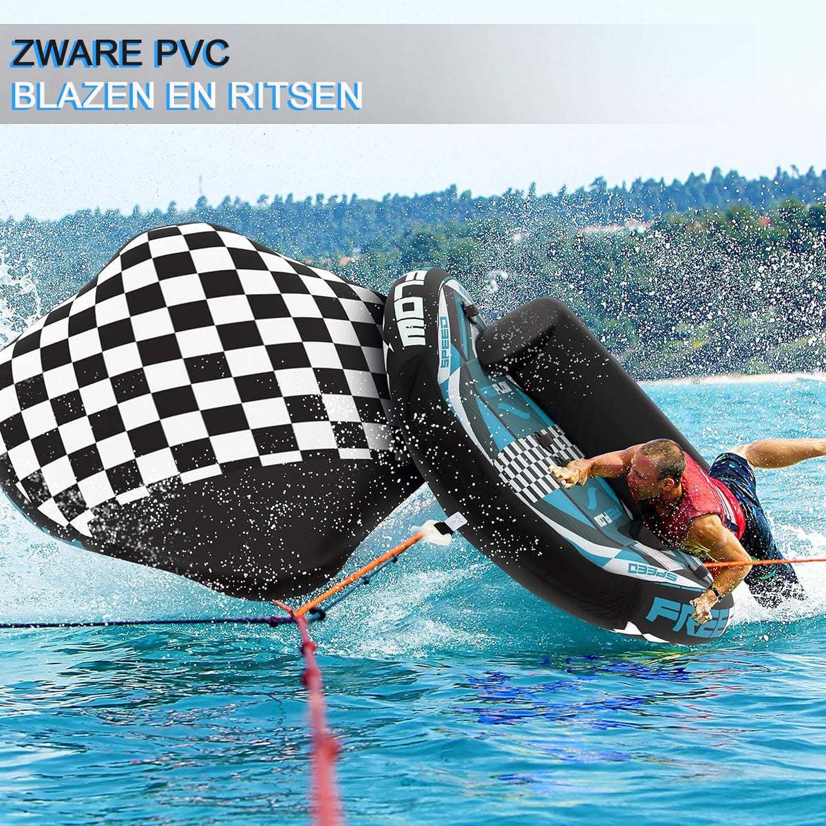 SereneLife Heavy Inflatable Tow Tube - Water Tube Boat Float Dragraft, Water Sports Inflatable Pull Boats/Tubes/Tow Tubes with Foam Seats, PVC Bladder, Handles - QUORE
