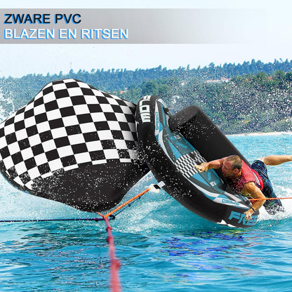 SereneLife Heavy Inflatable Tow Tube - Water Tube Boat Float Dragraft, Water Sports Inflatable Pull Boats/Tubes/Tow Tubes with Foam Seats, PVC Bladder, Handles - QUORE