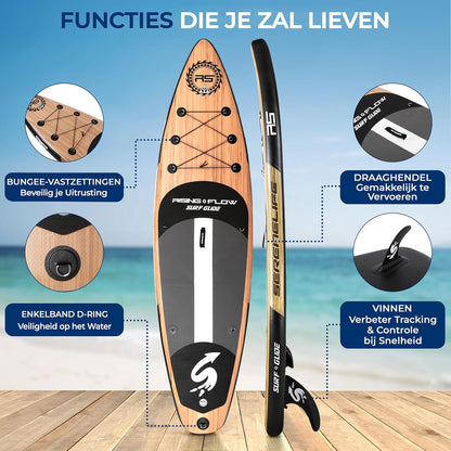 SereneLife Opblaasbaar Stand-Up Paddleboard - Antislip SUP Paddle Board met Peddel, Pomp, Leash en Accessoires - voor Volwassenen en Jeugd - QUORE