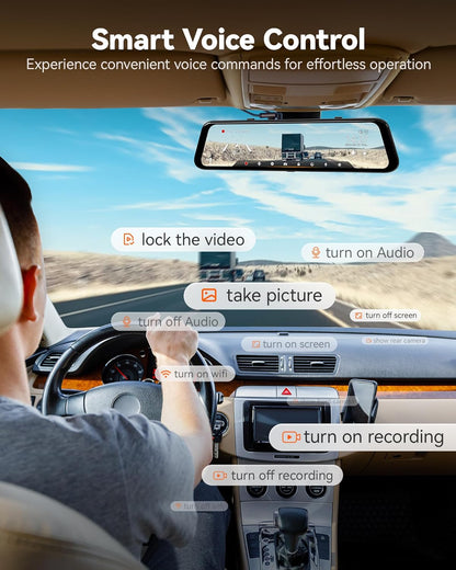 Dashcam Spiegel – Auto Camera – Rearview Camera – 4K Dashcam – Rijhulpsystemen – 12 Inch Touchscreen – Geavanceerde ADAS Veiligheidssystemen - QUORE