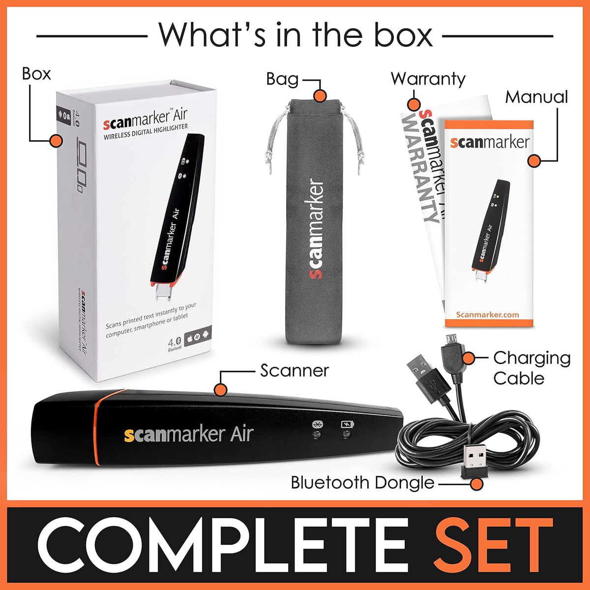 ScanMarker Air Bluetooth-scannerpen, inclusief OCR, tekstvertaling en spraakweergave