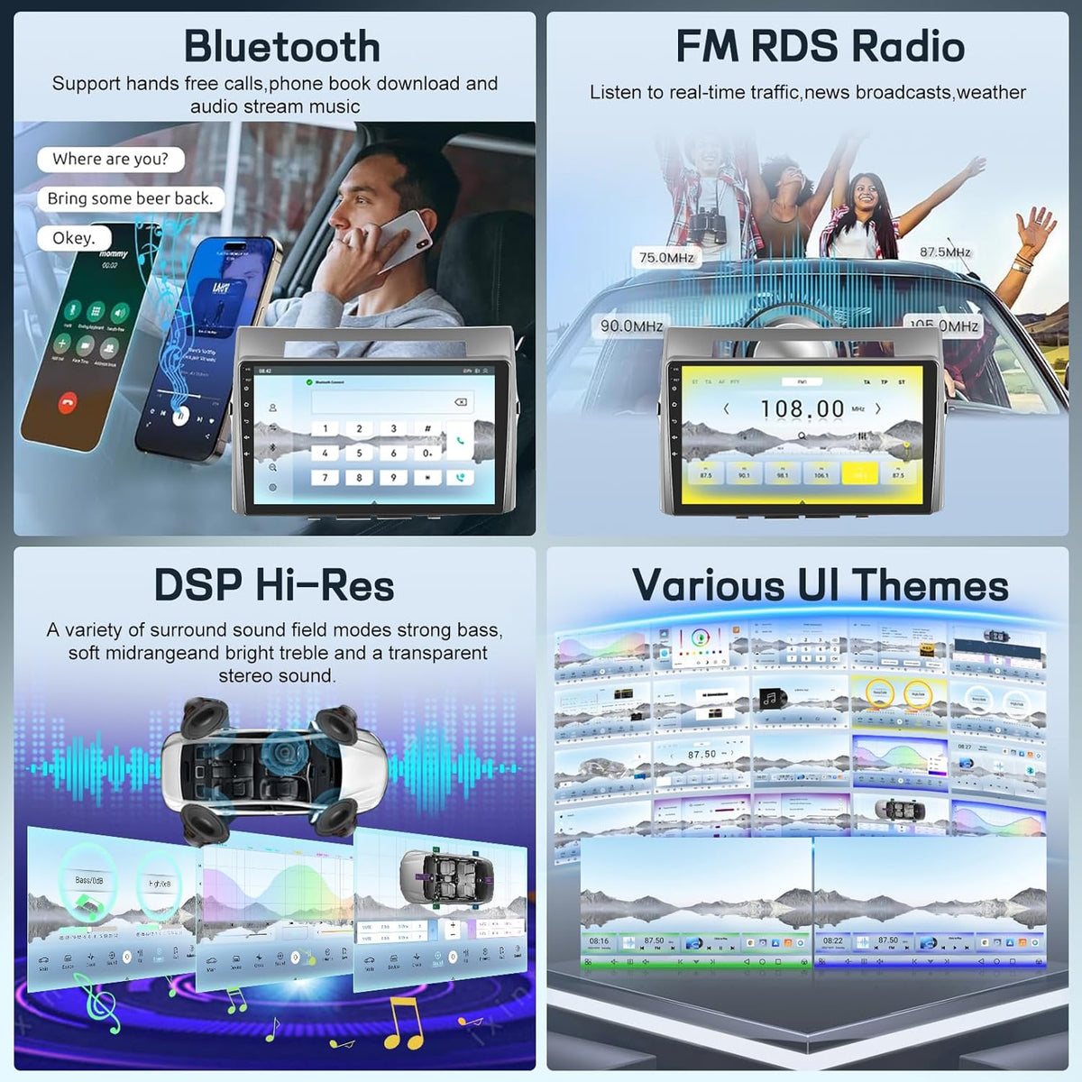 4G+64G 8 Core Qualcomm Car Radio for Toyota Corolla Verso AR10 2004-2009 with Wireless Carplay & Android Auto, 9 Inch Car Stereo with WiFi/GPS/Bluetooth 5.1/FM RDS Radio