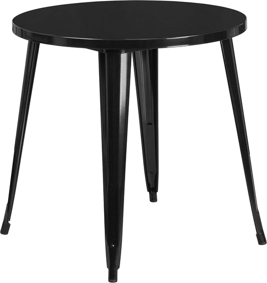 Flash Furniture Jeffrey Tafel voor binnen en buiten, 76,2 cm, rond, metaal, zwart