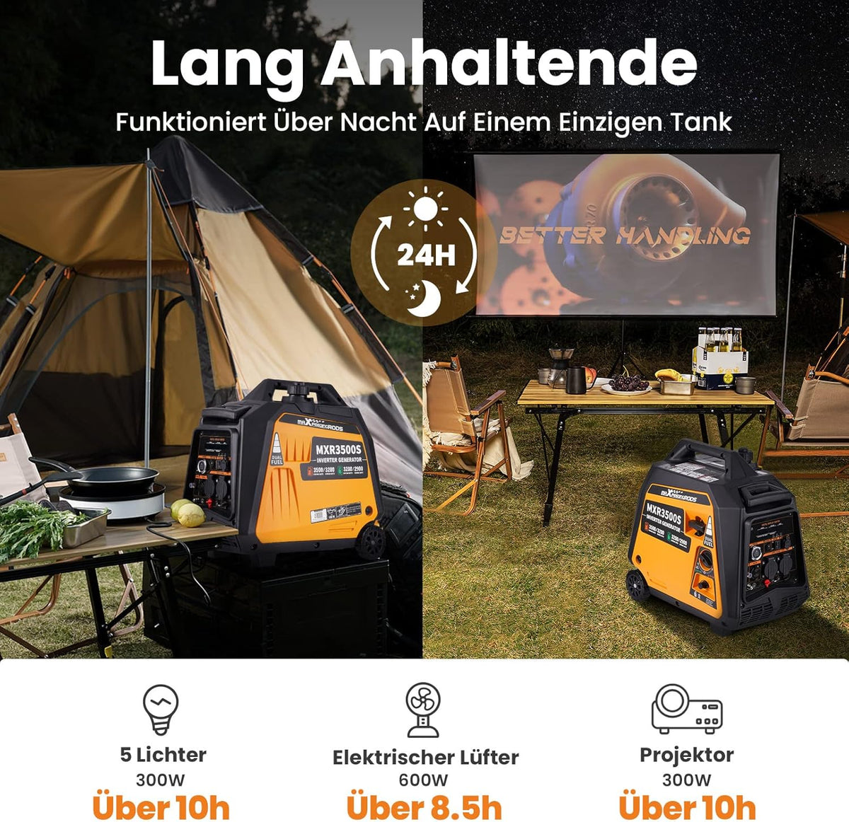 MaXpeedingrods Inverter, stroomgenerator, 3500 W, LPG/benzine, 4-takt, USB en 230 V stopcontact, generator op gas, digitaal, stil en licht, noodstroomaggregaat