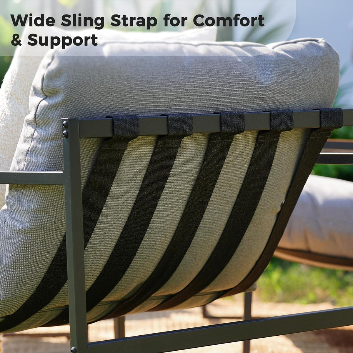 Grand patio Rope Loungeset, 4-zits tuinmeubelset met kussen, 2-zitsbank, 2 stoelen en 1 tafel, metalen zitgroep voor tuin, terras, buiten, binnen