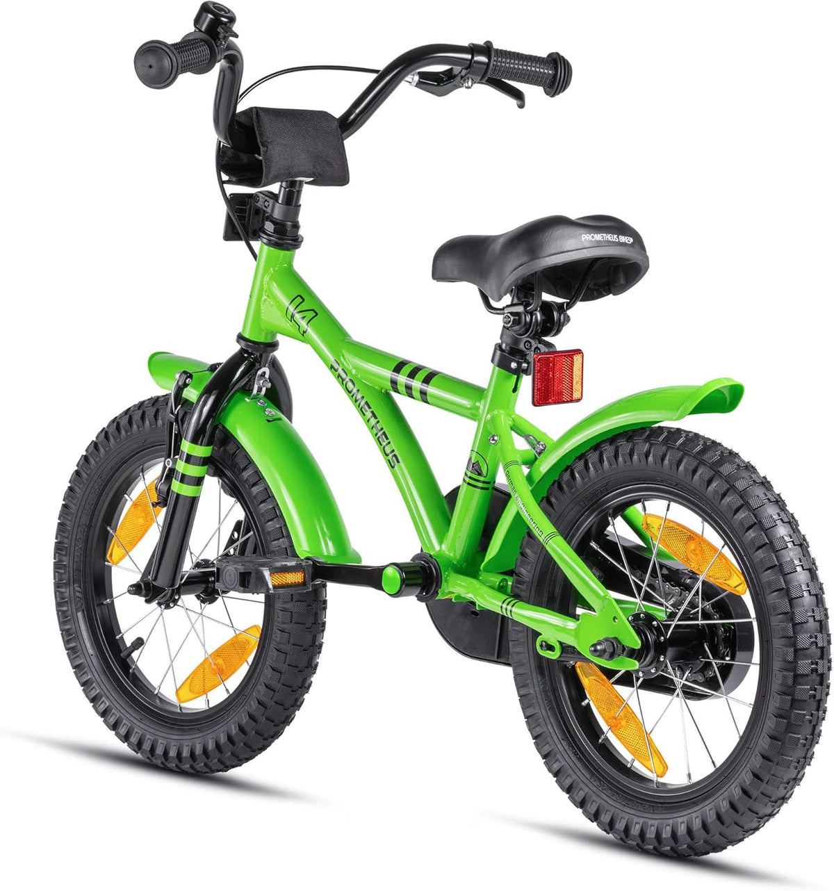PROMETHEUS BICYCLES kinderfiets 14 inch fiets jongens meisjes van 4 jaar oude met zijwieltjes terugtraprem in groen BMX
