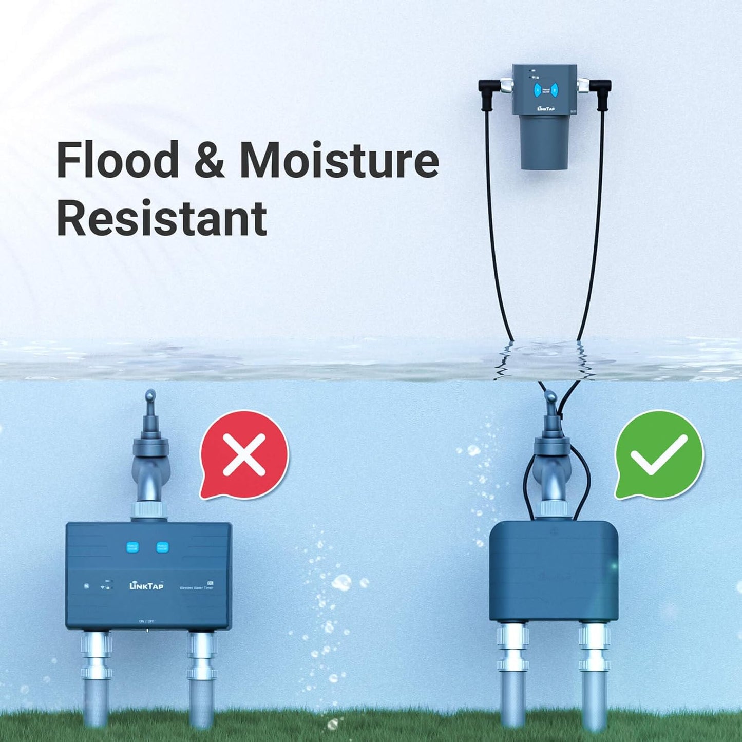 LinkTap T1 Smart Water Timer (Vereist Gateway), 2-Outlet Sprinkler Timer, Ideaal voor Druppelirrigatie, Weer Adaptief, beter bereik dan WiFi Water Timer, IP66, Alexa