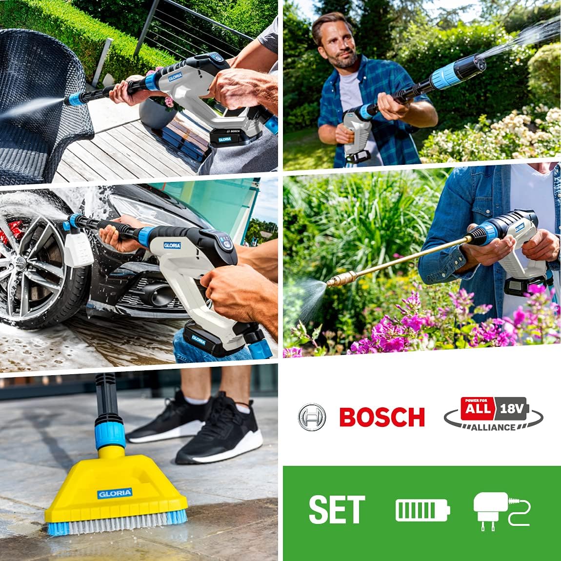 Multifunctioneel Sproeisysteem – Mobiele Tuinspuit – Draagbare Hogedrukreiniger – 4-in-1 Sproeikop – 18V Accu – Instelbare Druk 2,5-25 Bar