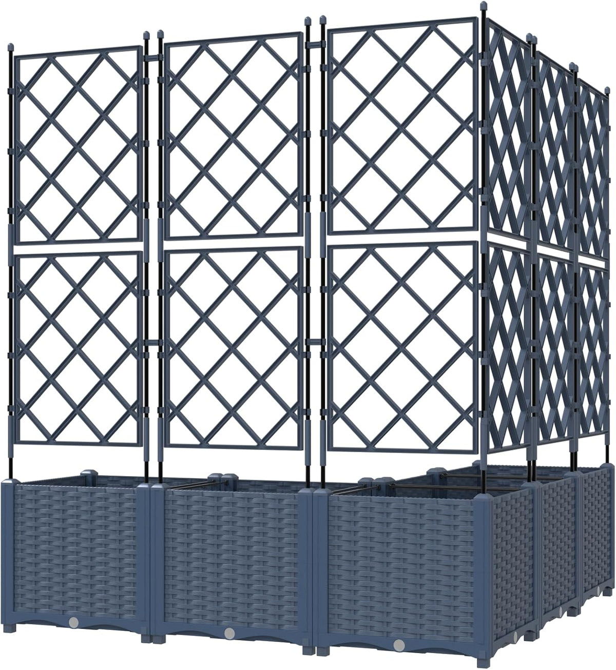 vidaXL Garden Planter with Trellis 5 pieces Grey 120x120x143cm - QUORE