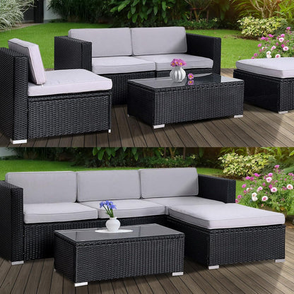SVITA California Poly-Rattan Lounge Garden Set Sofa-Set Garnish Garden Furniture Couch-Set - QUORE
